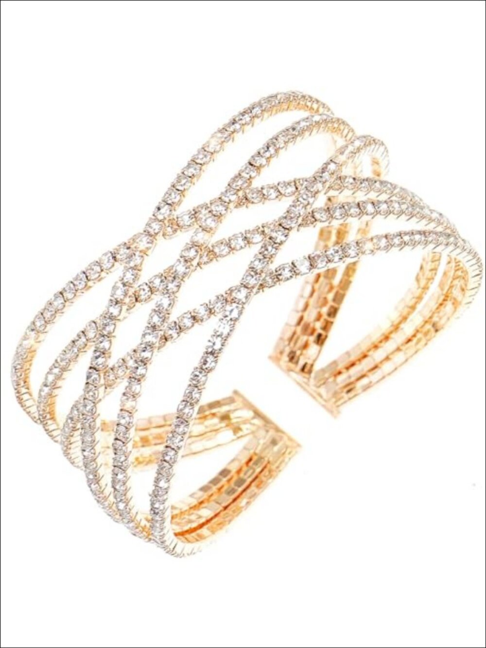 Rhinestone Cuff Bracelet for Women Layered Crystal Adjustable